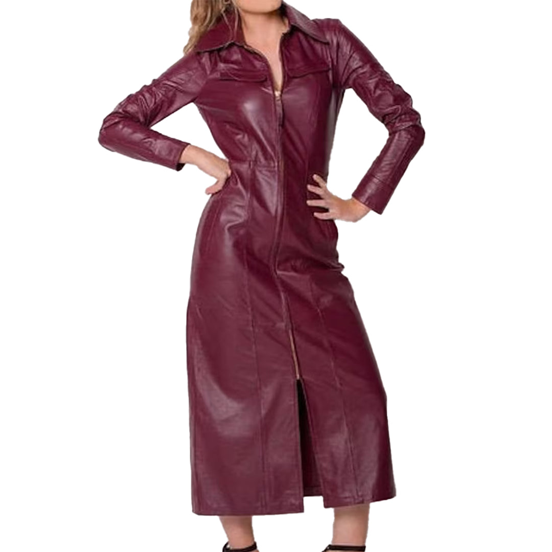 Women’s Full Leather Coat dress