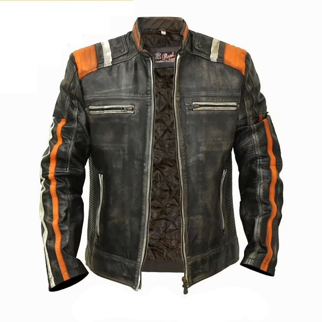Men's Retro 3 Real Leather Jacket Handmade