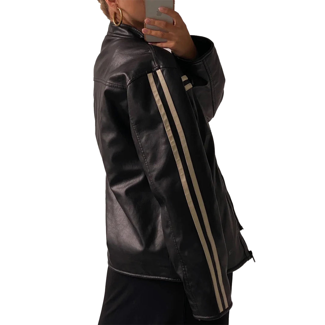 Black Jacket for Women Heavy Duty Leather, Oversized