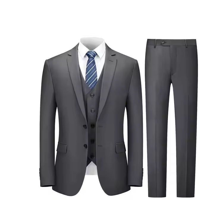 Men’s 3-Piece Suit – Premium Cotton Blend – Two-Button Formal Suits