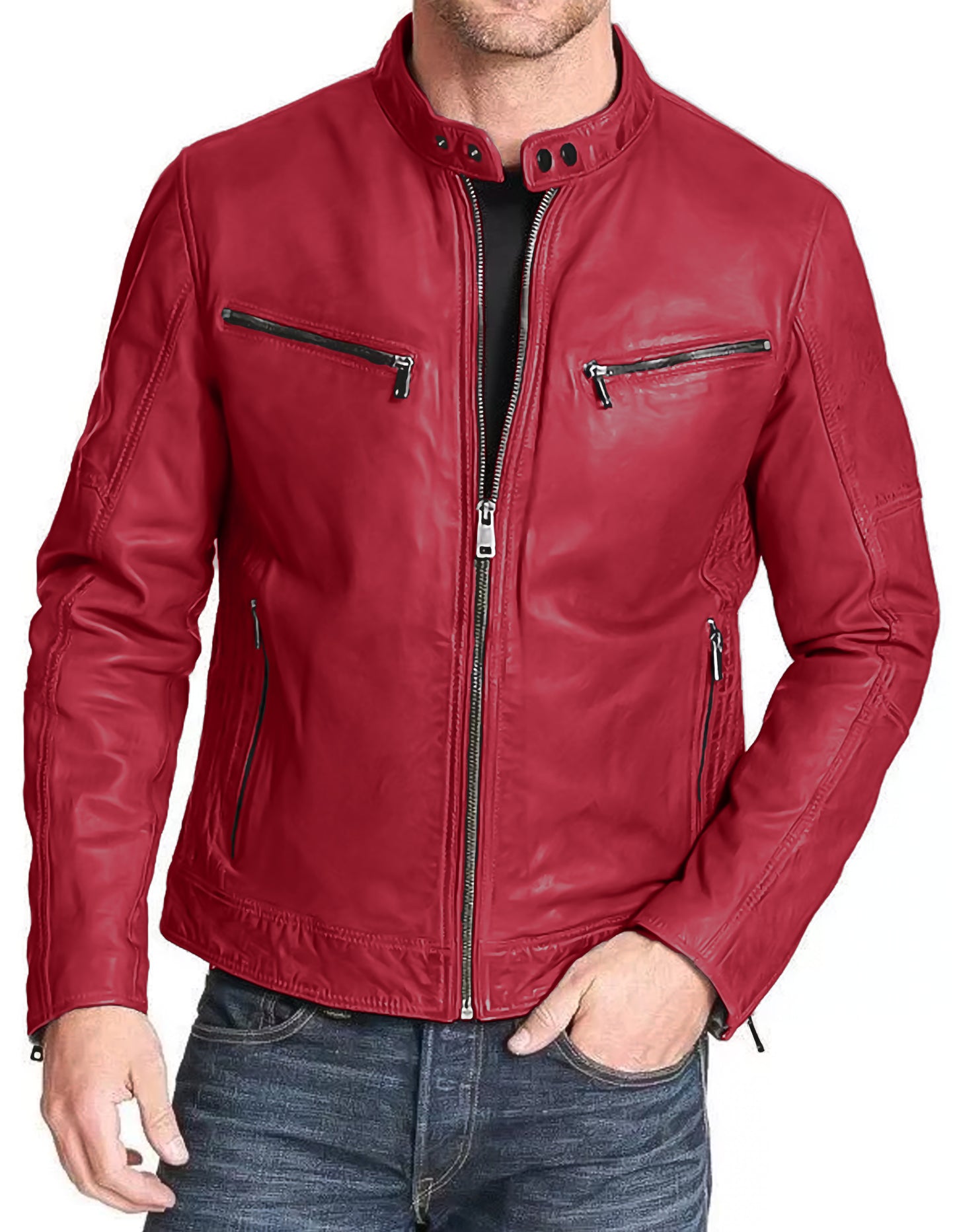 Premium Lamb Leather Men leather jacket | YKK Zipper | 10 colors