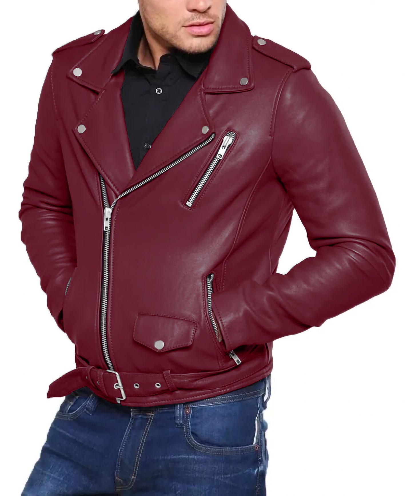 Leather Jacket | Men Grey Biker Jacket | Men Leather Jacket | Men Black Jacket