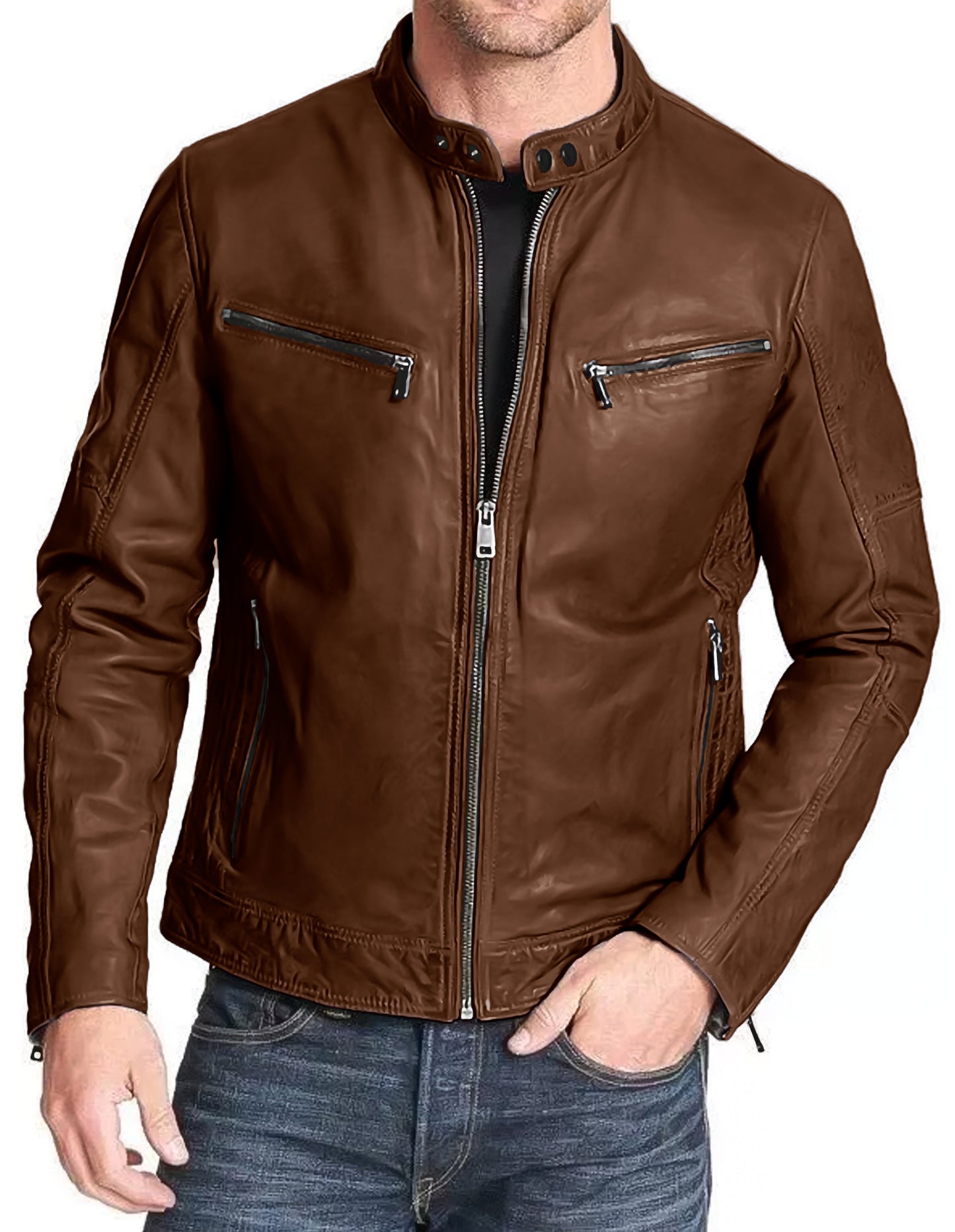 Premium Lamb Leather Men leather jacket | YKK Zipper | 10 colors