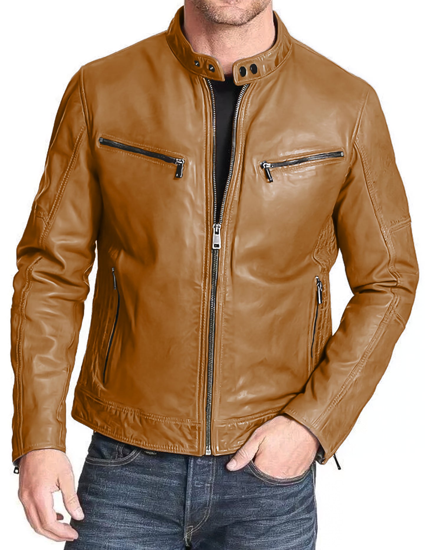 Premium Lamb Leather Men leather jacket | YKK Zipper | 10 colors
