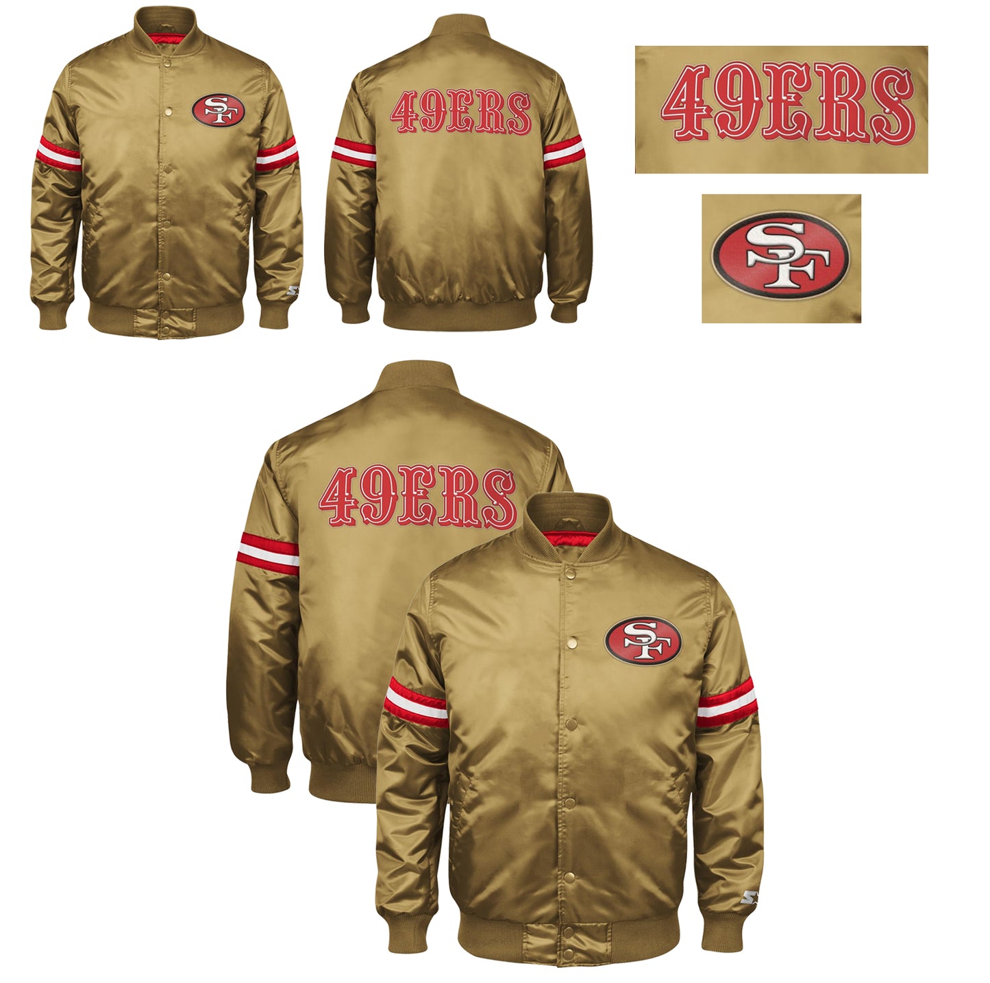 San Francisco 49ers 80s Vintage Gold Satin Bomber Jacket Varsity Team Letterman
