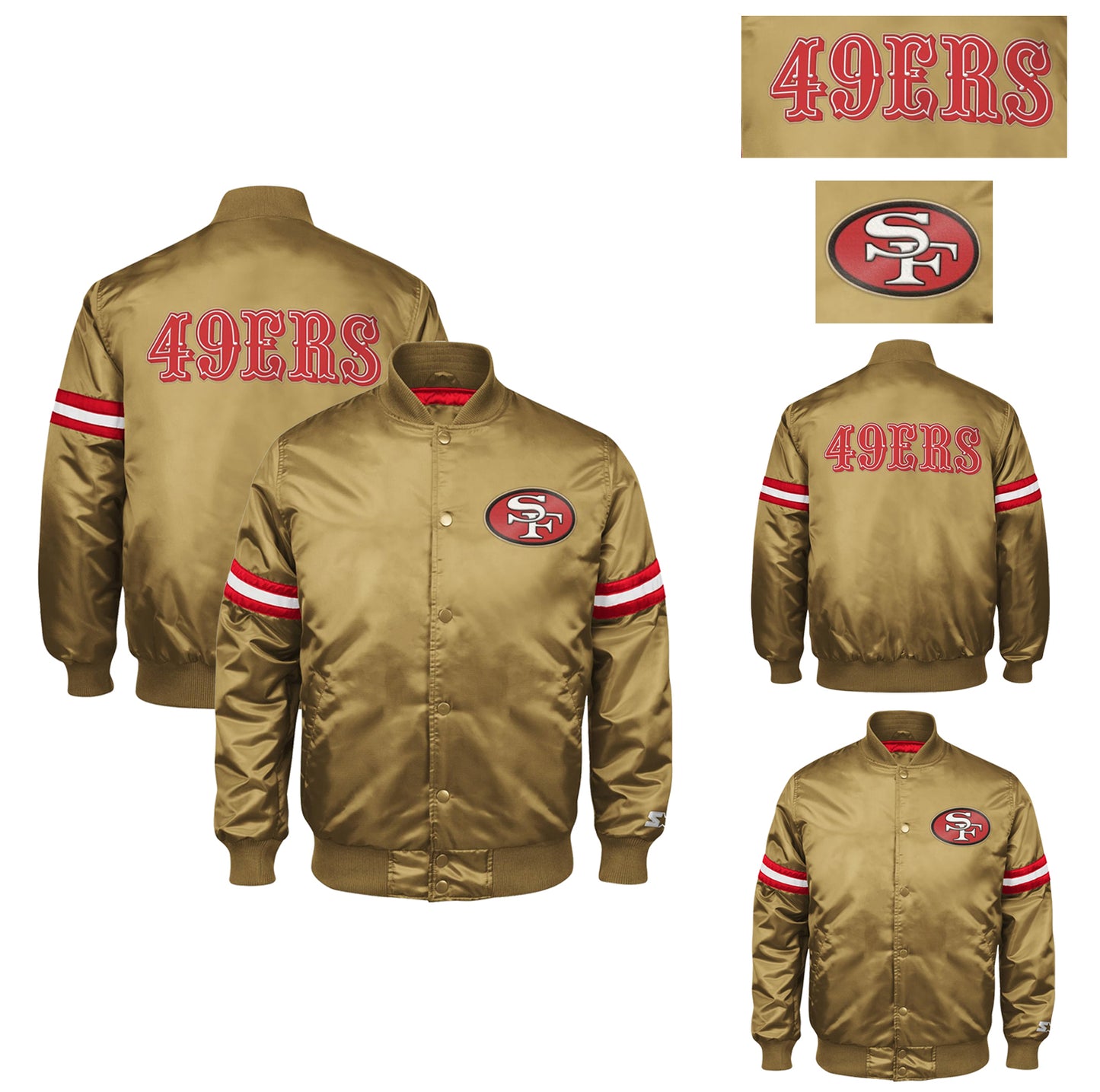 San Francisco 49ers 80s Vintage Gold Satin Bomber Jacket Varsity Team Letterman