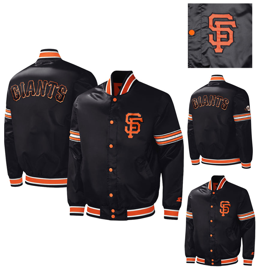 San Francisco Giants Men’s Black Satin Varsity Jacket Letterman Baseball Bomber