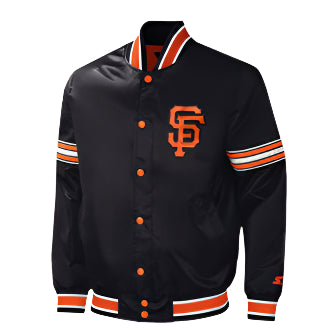 San Francisco Giants Unisex Black Satin Varsity Jacket Letterman Baseball Bomber