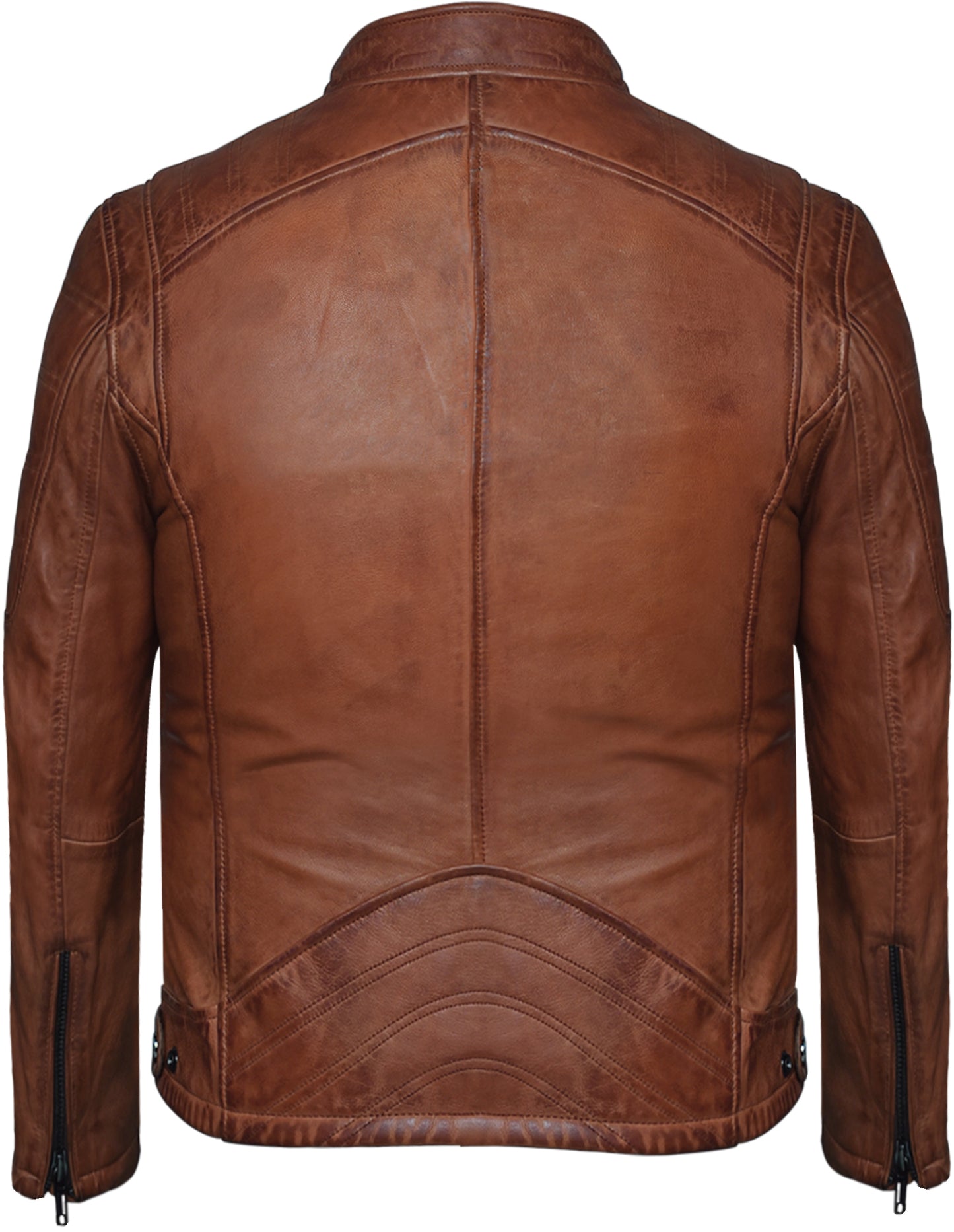Men's Brown Leather Cafe Racer Jacket