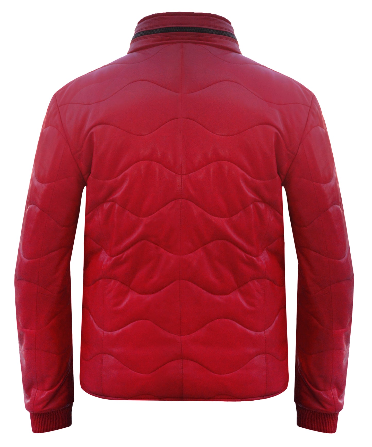 Men's Red Leather Quilted Jacket