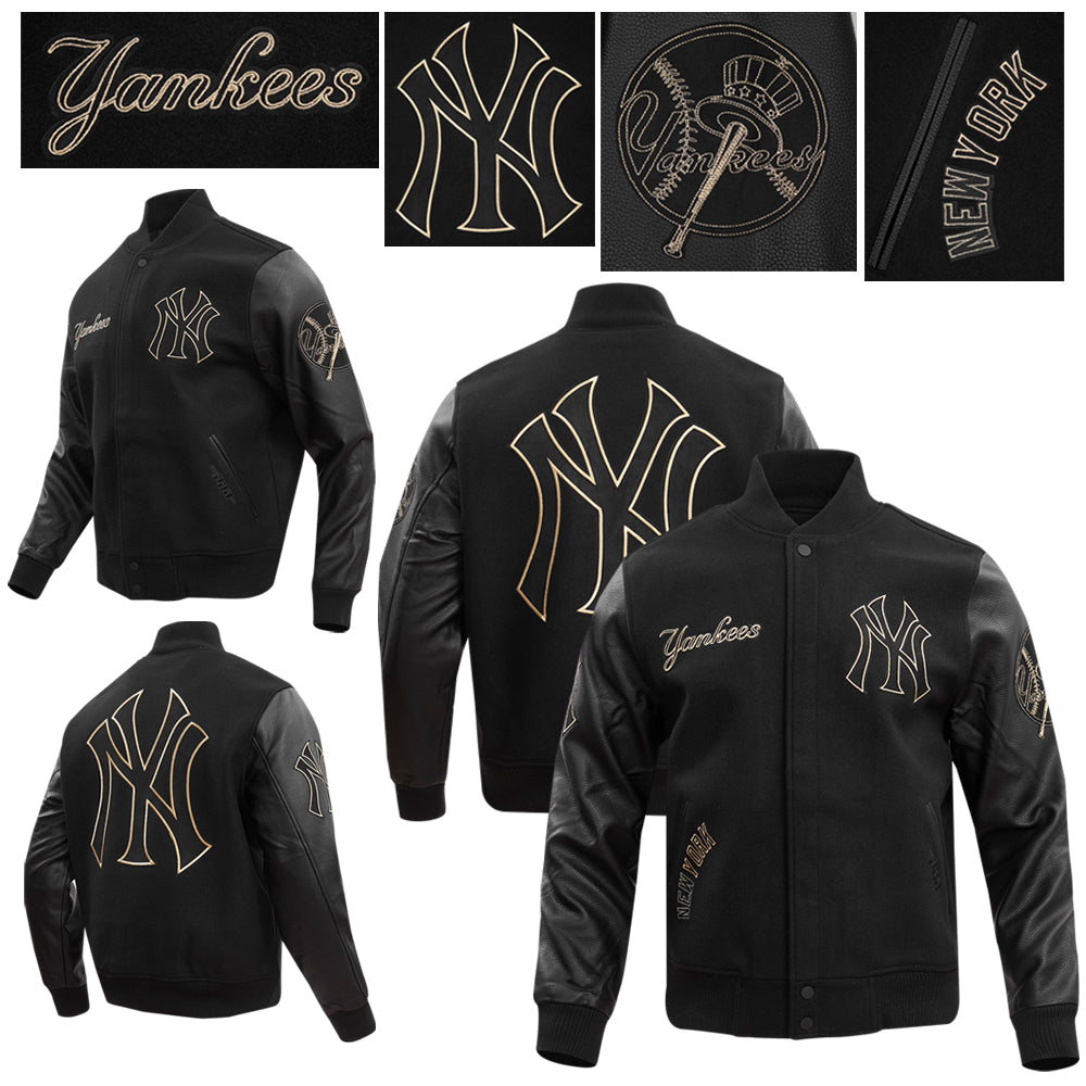 New York Yankees Varsity Jacket Men’s Black Wool Leather Sleeves Bomber Letterman