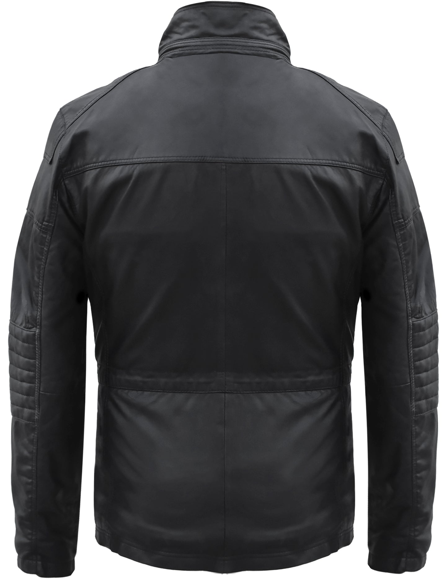 Men's 3-4 Length Black Leather Safari Jacket