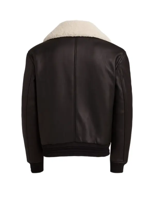 Men’s Black Lamb skin Leather Jacket with removable Shearling collar