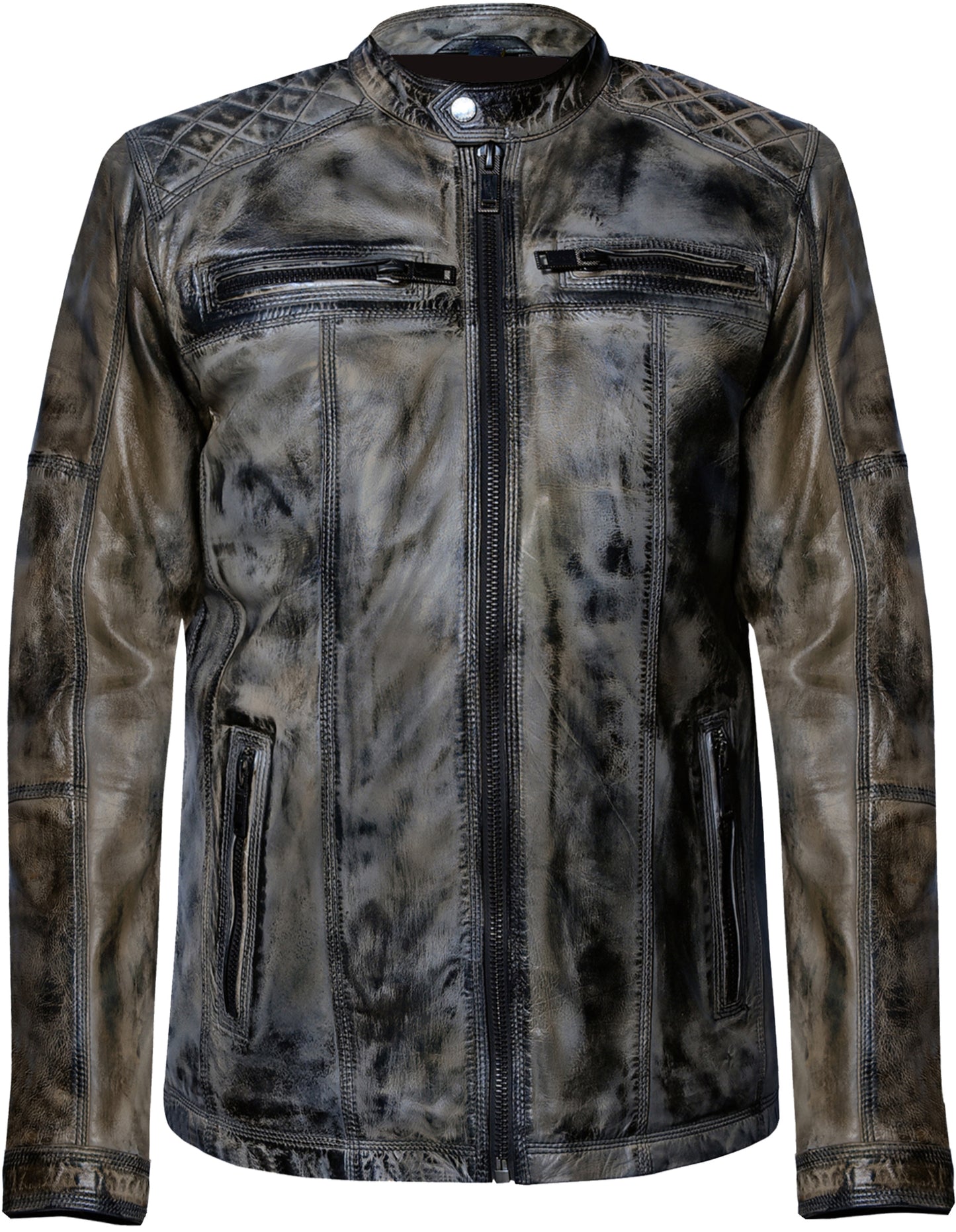 Men's Distressed Hand Waxed Brown Leather Jacket