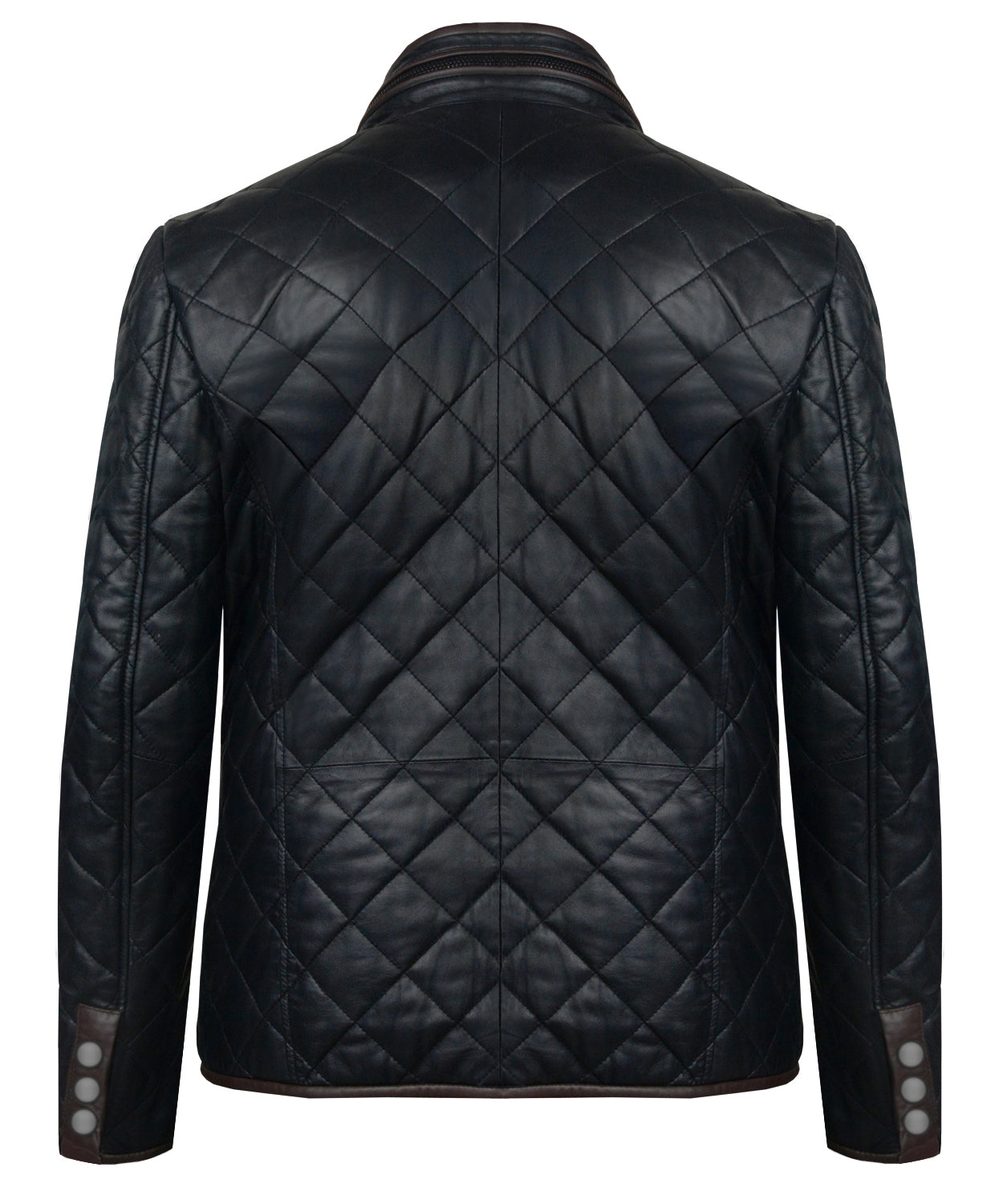 Menās Genuine Black Lambskin Diamond Quilted Leather Coat
