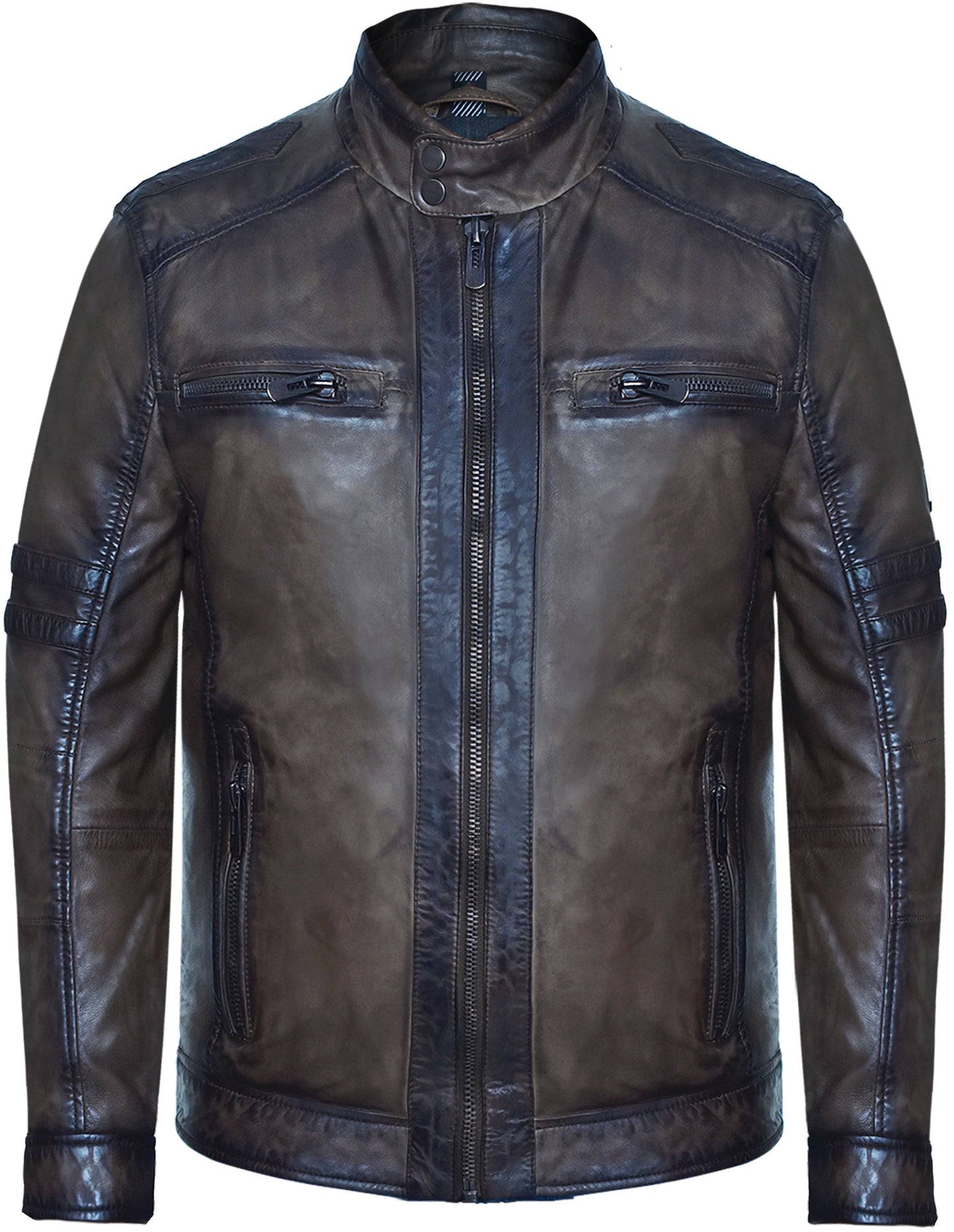 Men's Leather Jacket with Hand-Waxed Finish