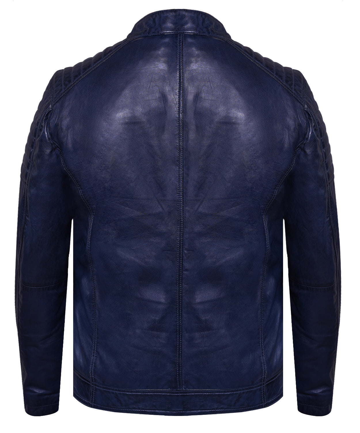 Menās Trendy Racer Blue Soft Lamb Leather Jacket