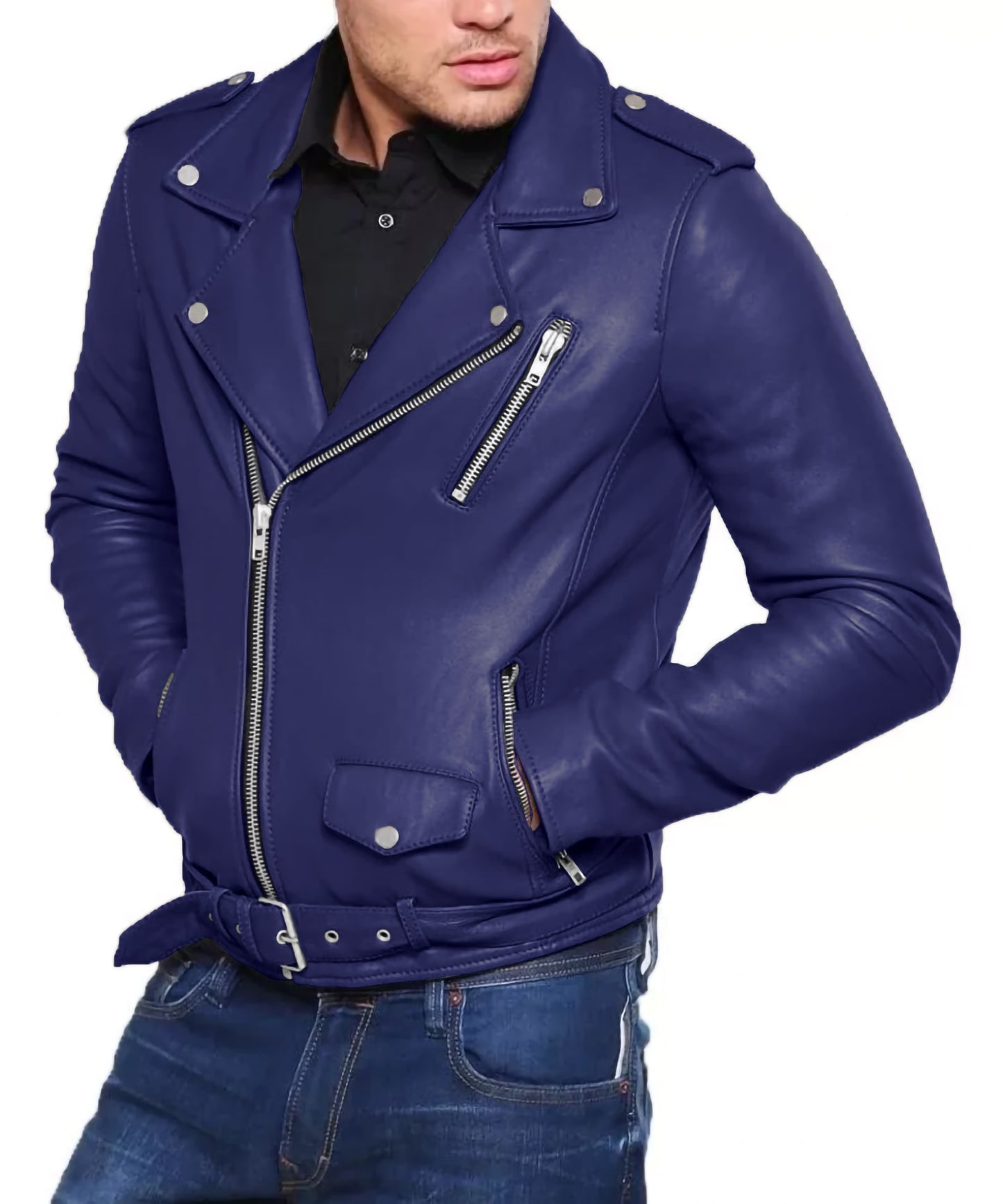 Leather Jacket | Men Grey Biker Jacket | Men Leather Jacket | Men Black Jacket