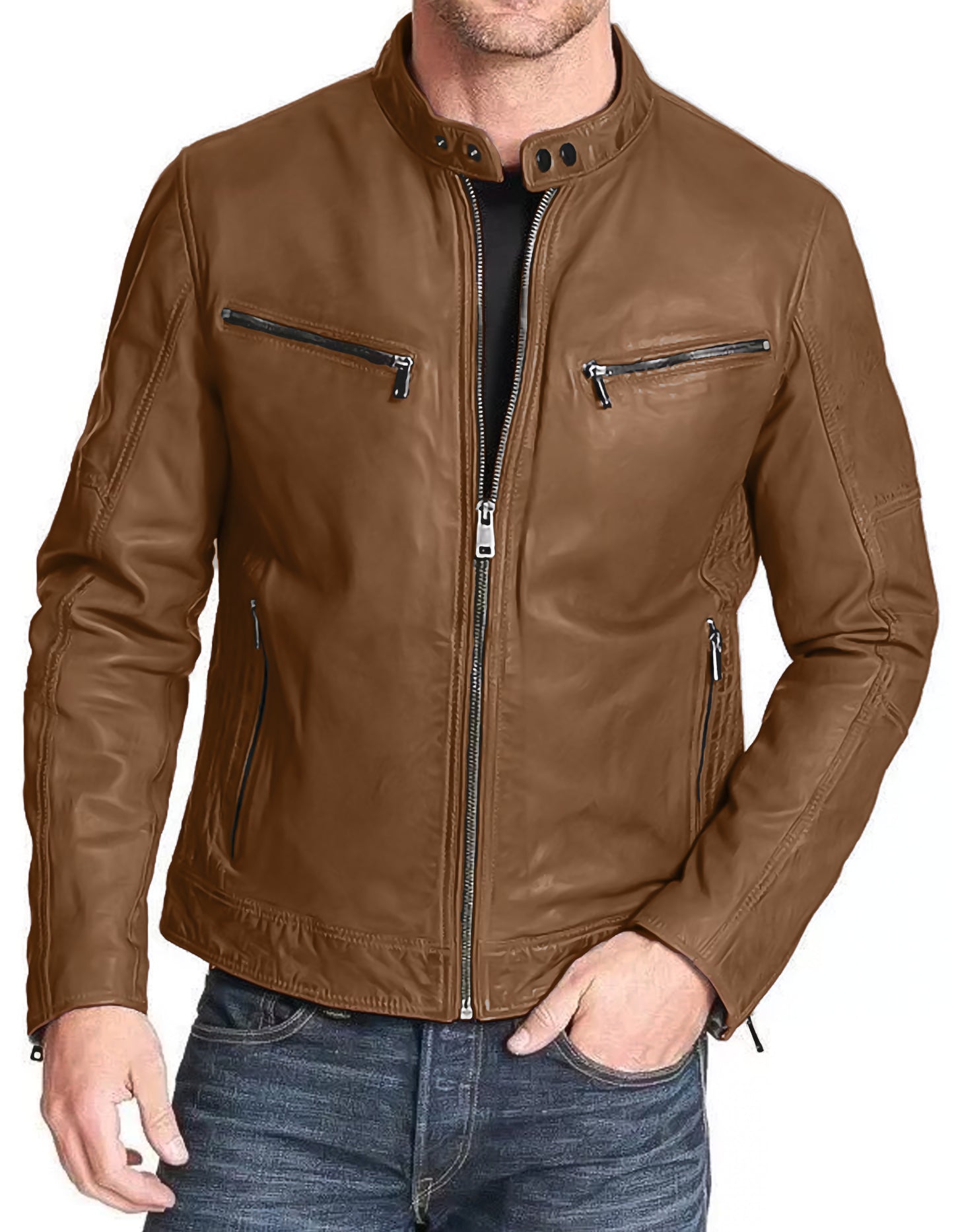 Premium Lamb Leather Men leather jacket | YKK Zipper | 10 colors