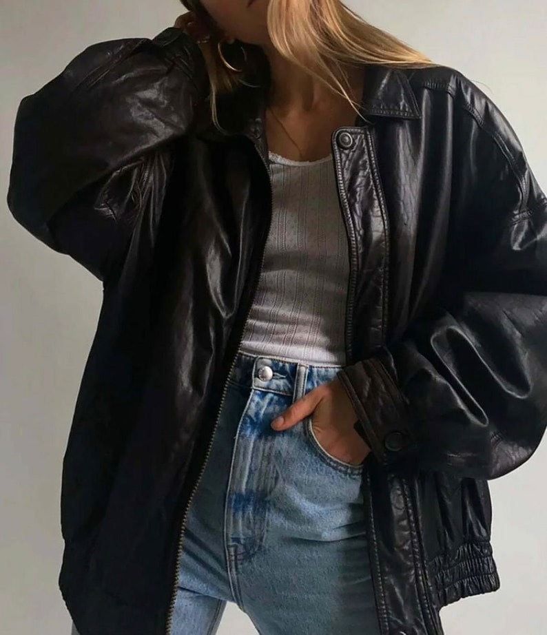 Women's 90's fashion leather jacket
