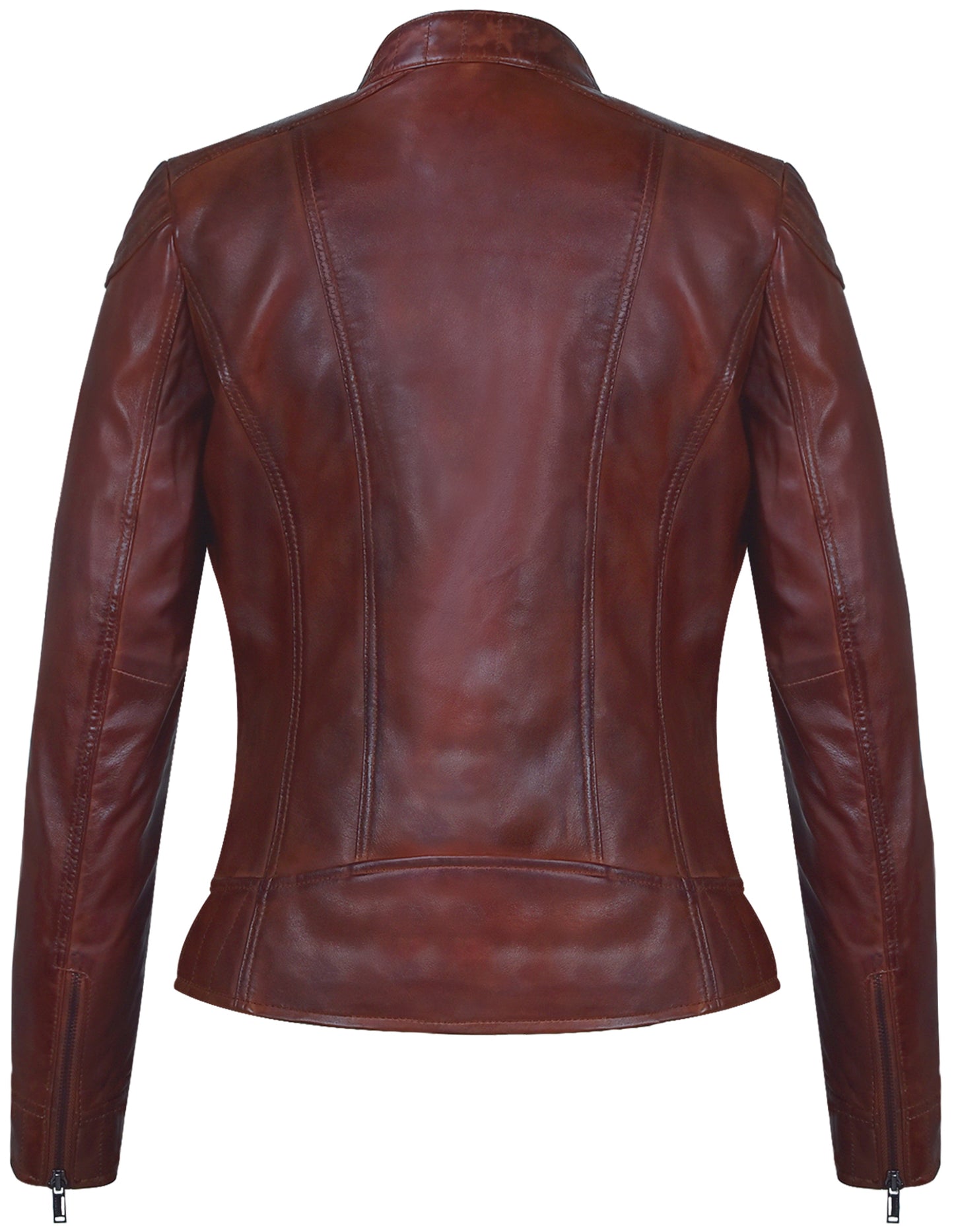 Women's Brown Café Racer Sheepskin Jacket – Antique Finish,