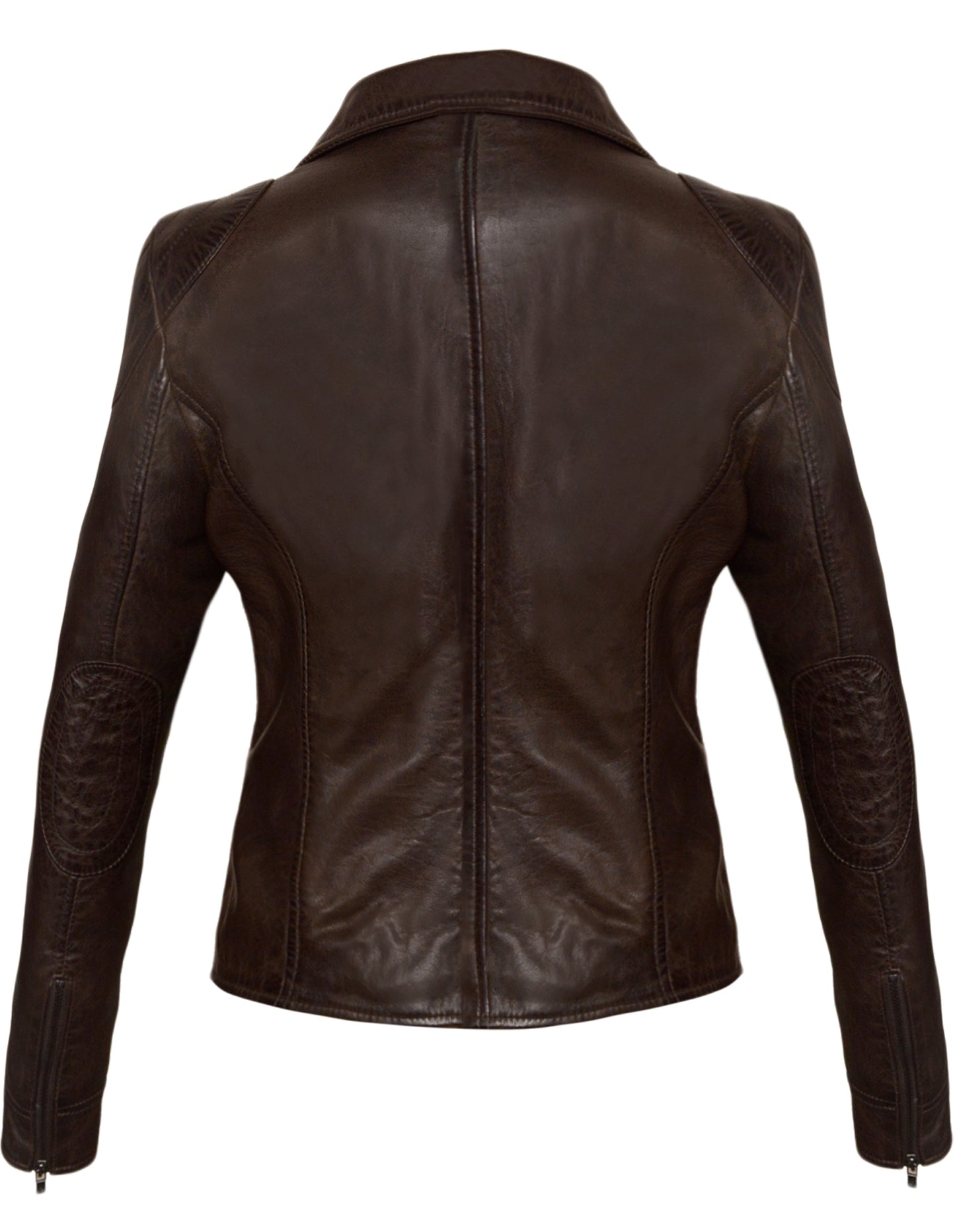 Women's Brown Sheepskin Biker Jacket – Multi-Pocket Design