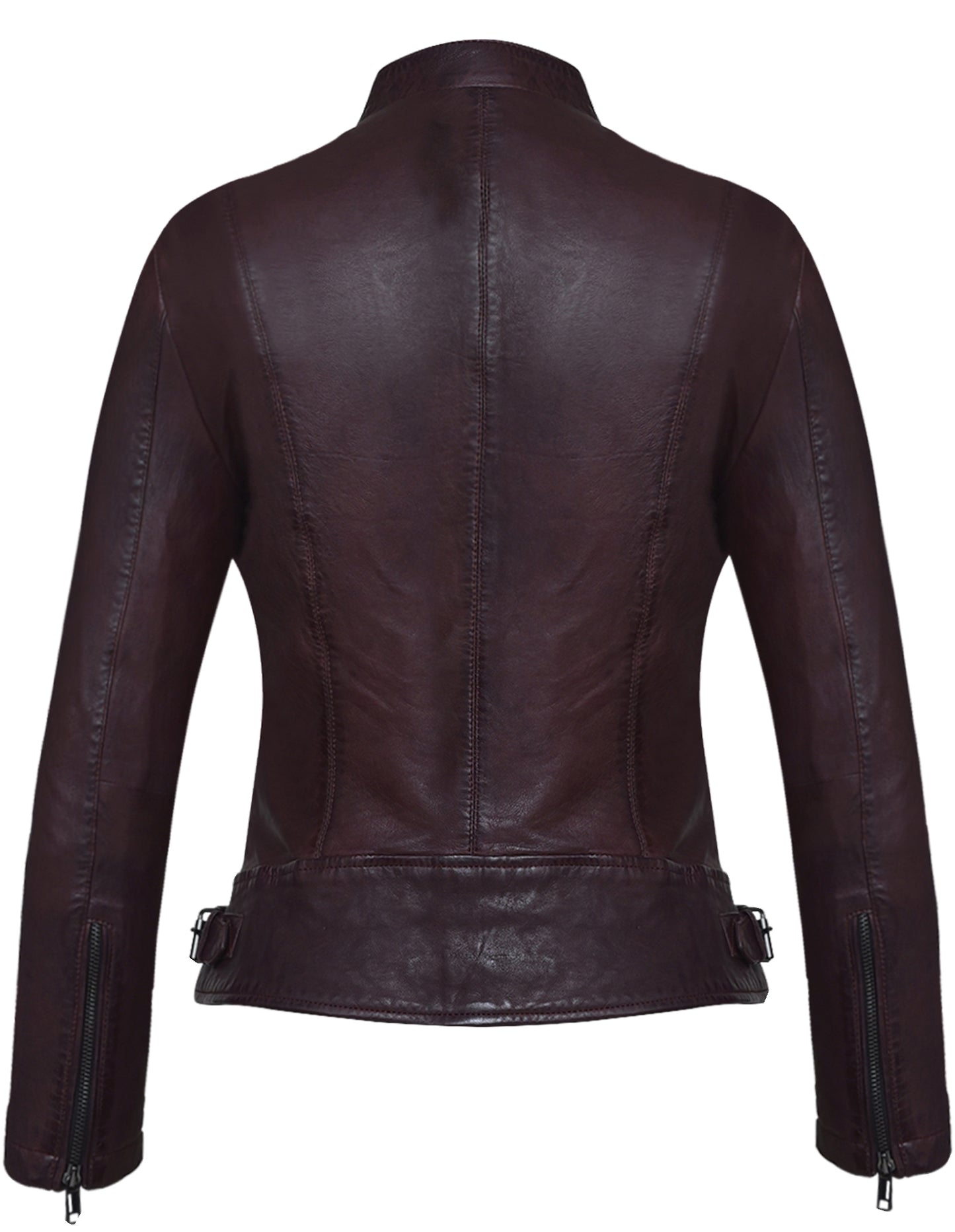 Women's Brownish Purple Lambskin Biker Jacket
