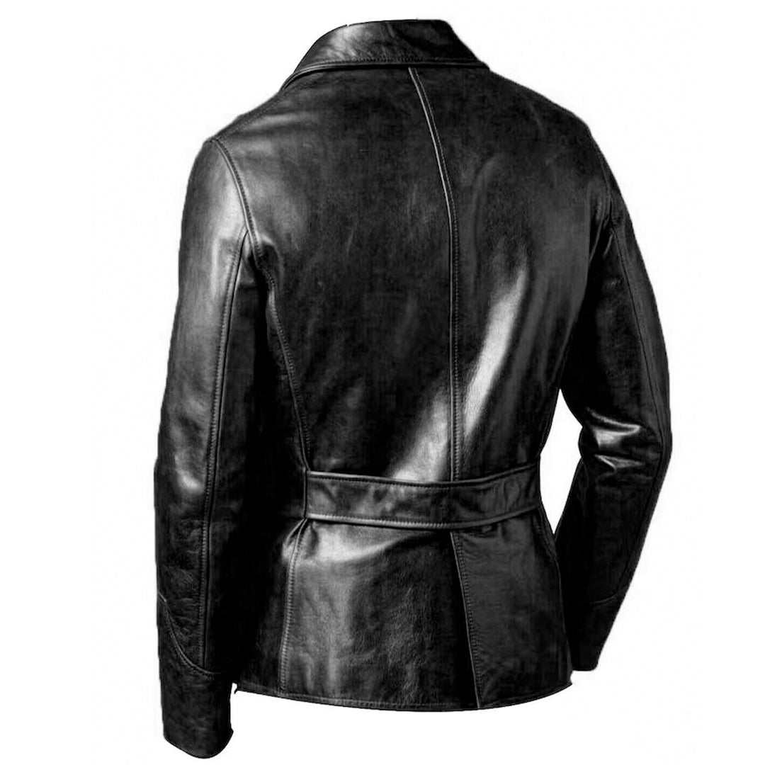 Blazer Coat Biker Black Motorcycle Bomber Men's Vintage Top Real Leather Jacket