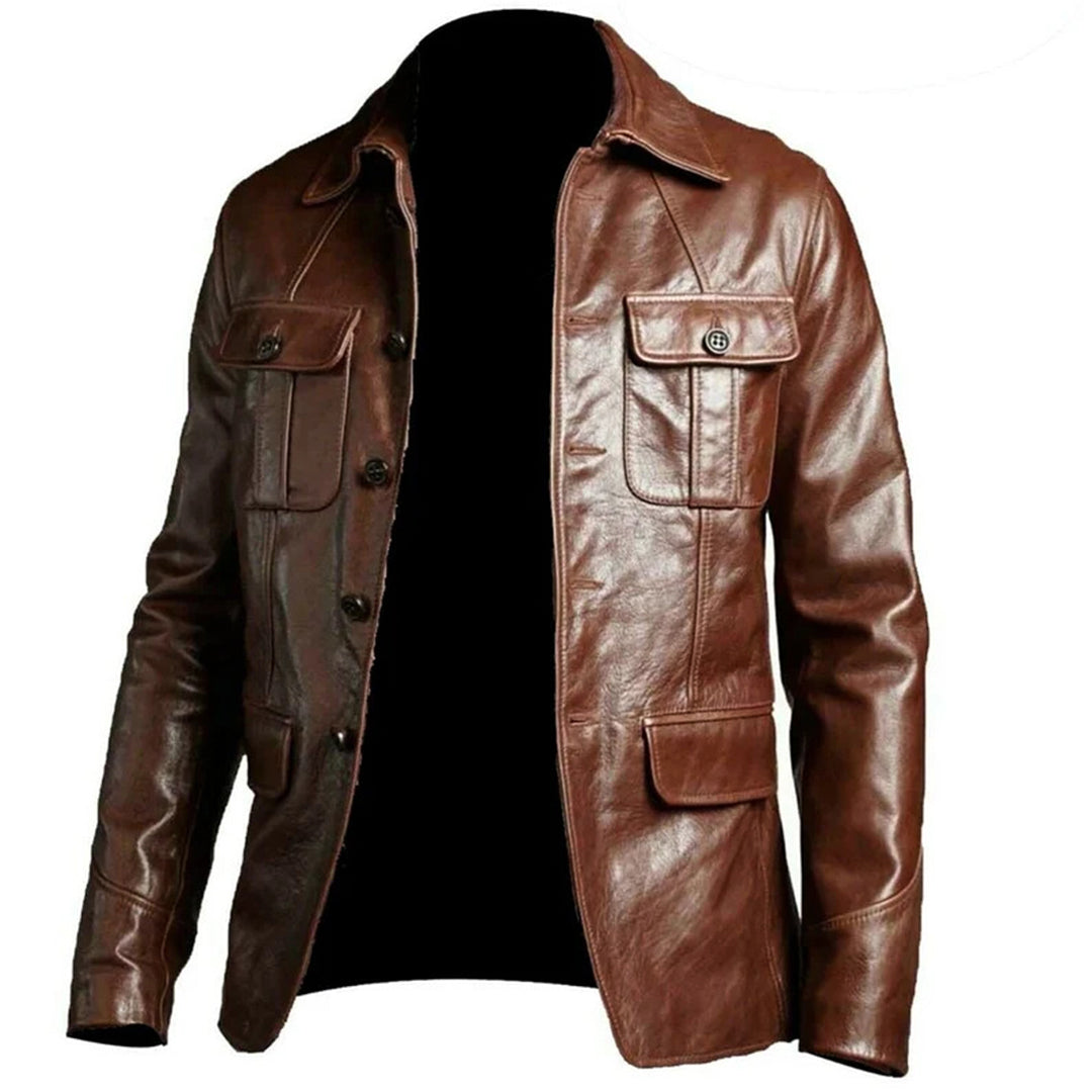 Blazer Coat Biker Black Motorcycle Bomber Men's Vintage Top Real Leather Jacket