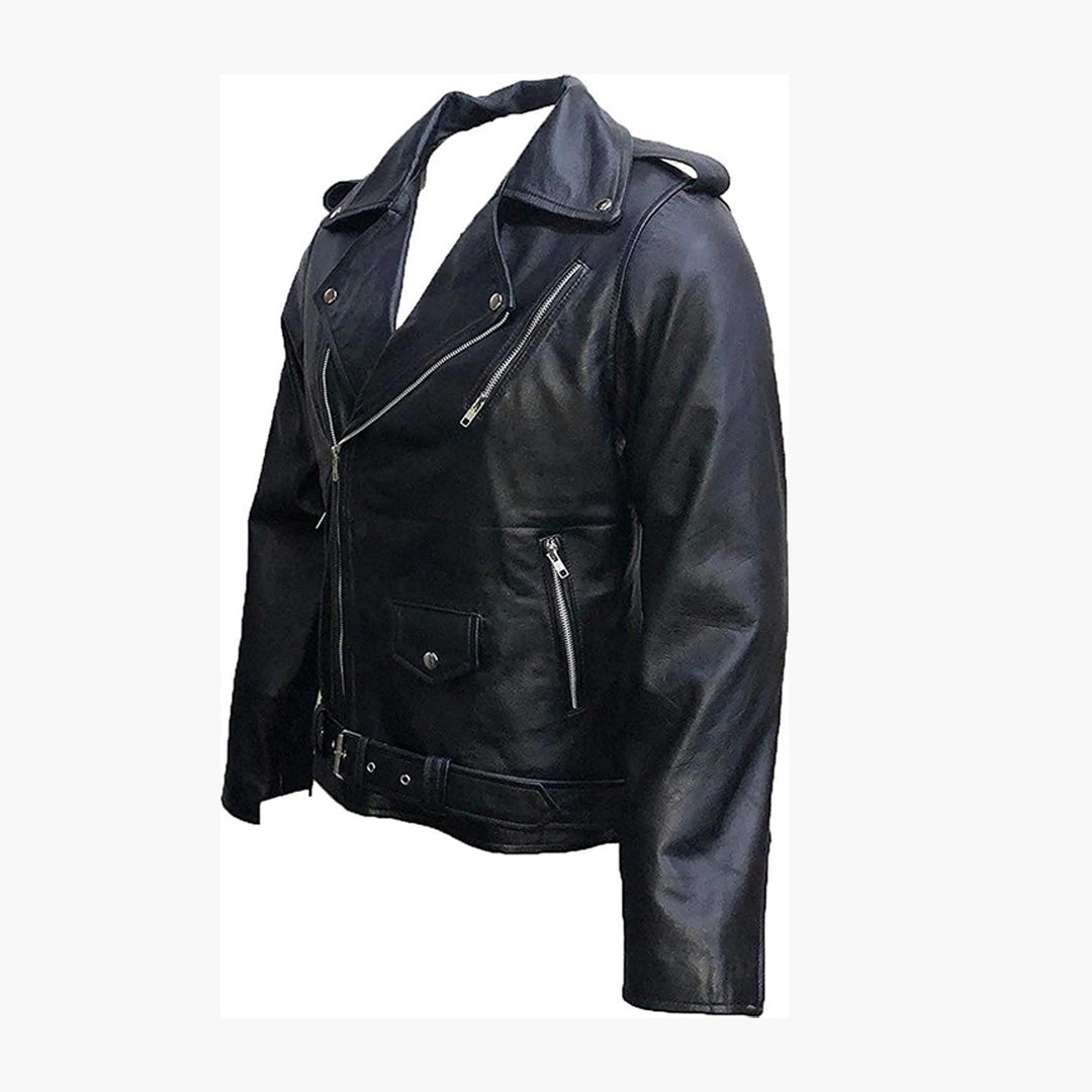 Snake Serpents Black Leather Motorcycle Jacket