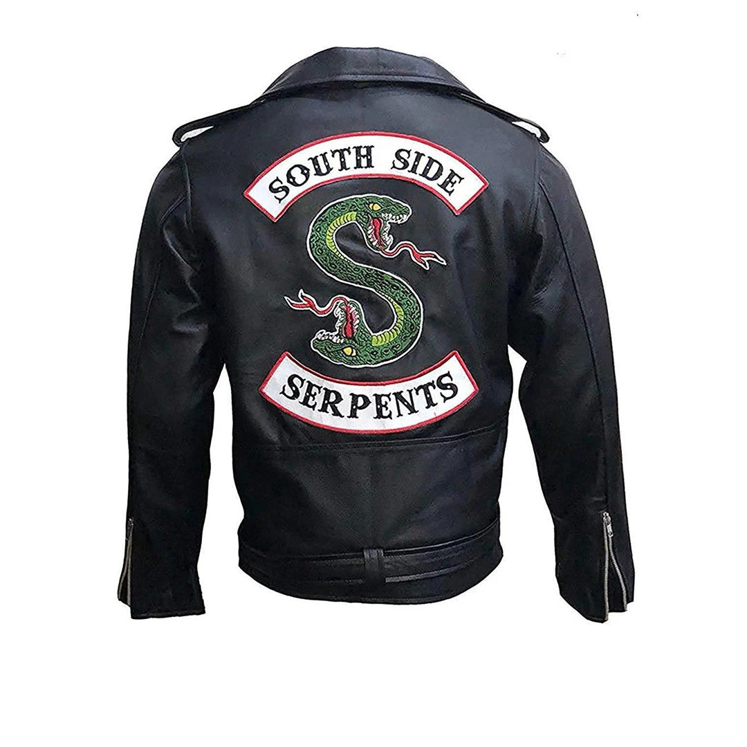 Snake Serpents Black Leather Motorcycle Jacket