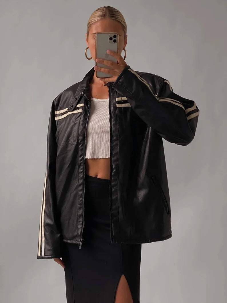 Women Vintage Motorcycle Stripped
