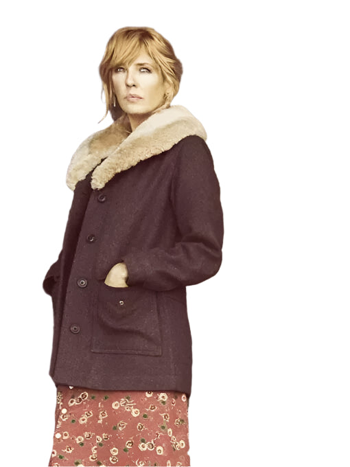 Beth Dutton Yellowstone Kelly Reilly Shearling 100% Pure Soft Wool Coat