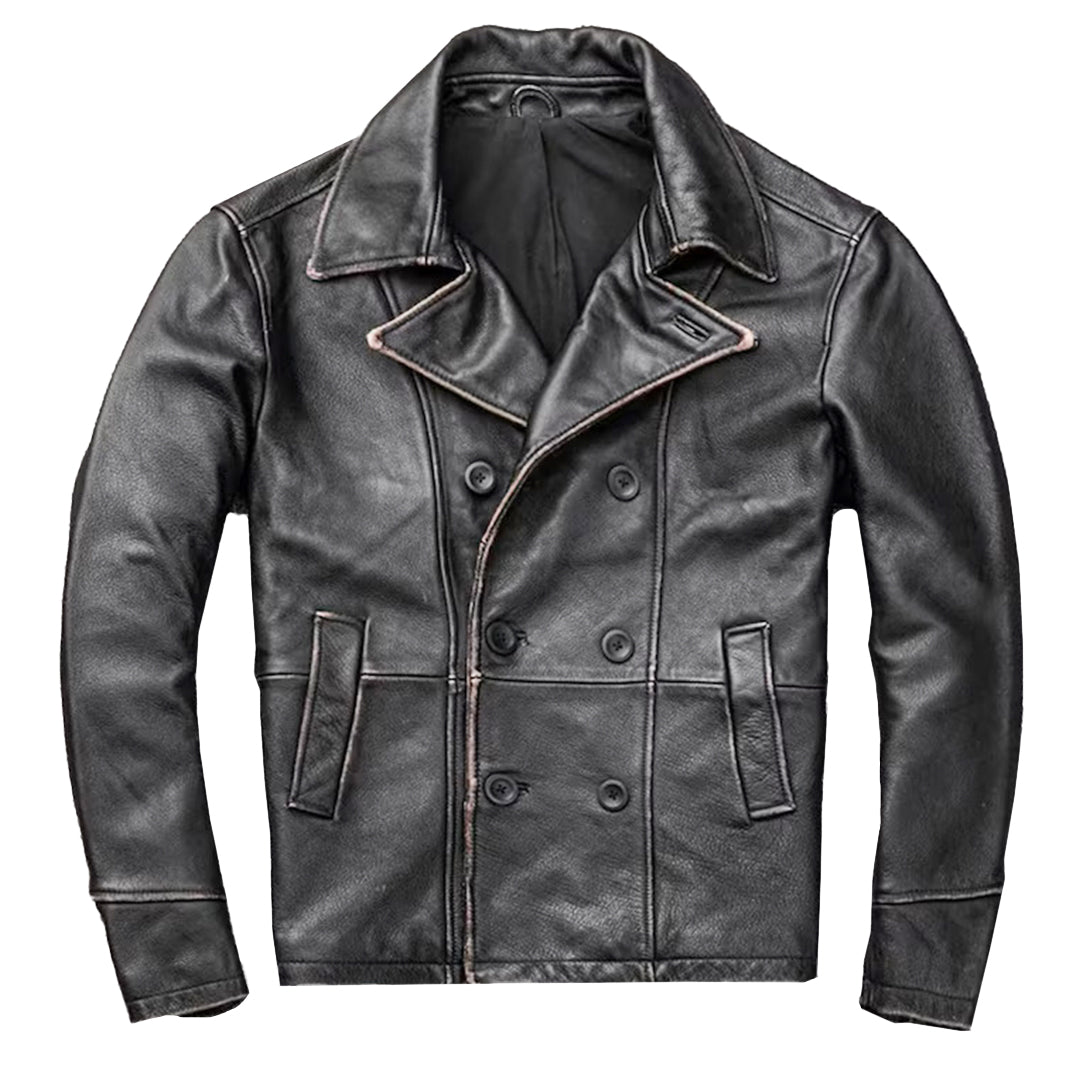 Mens Motorcycle Vintage Distressed Antique Black Leather Jacket for Men