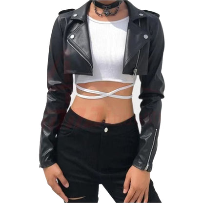 Women's Leather Cropped Jacket