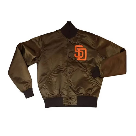 San Diego Padres Emma Stone Brown Satin Jacket