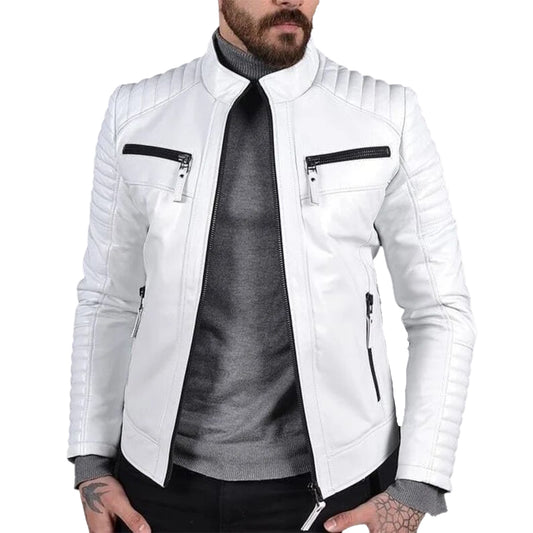 Men's Leather Jacket white