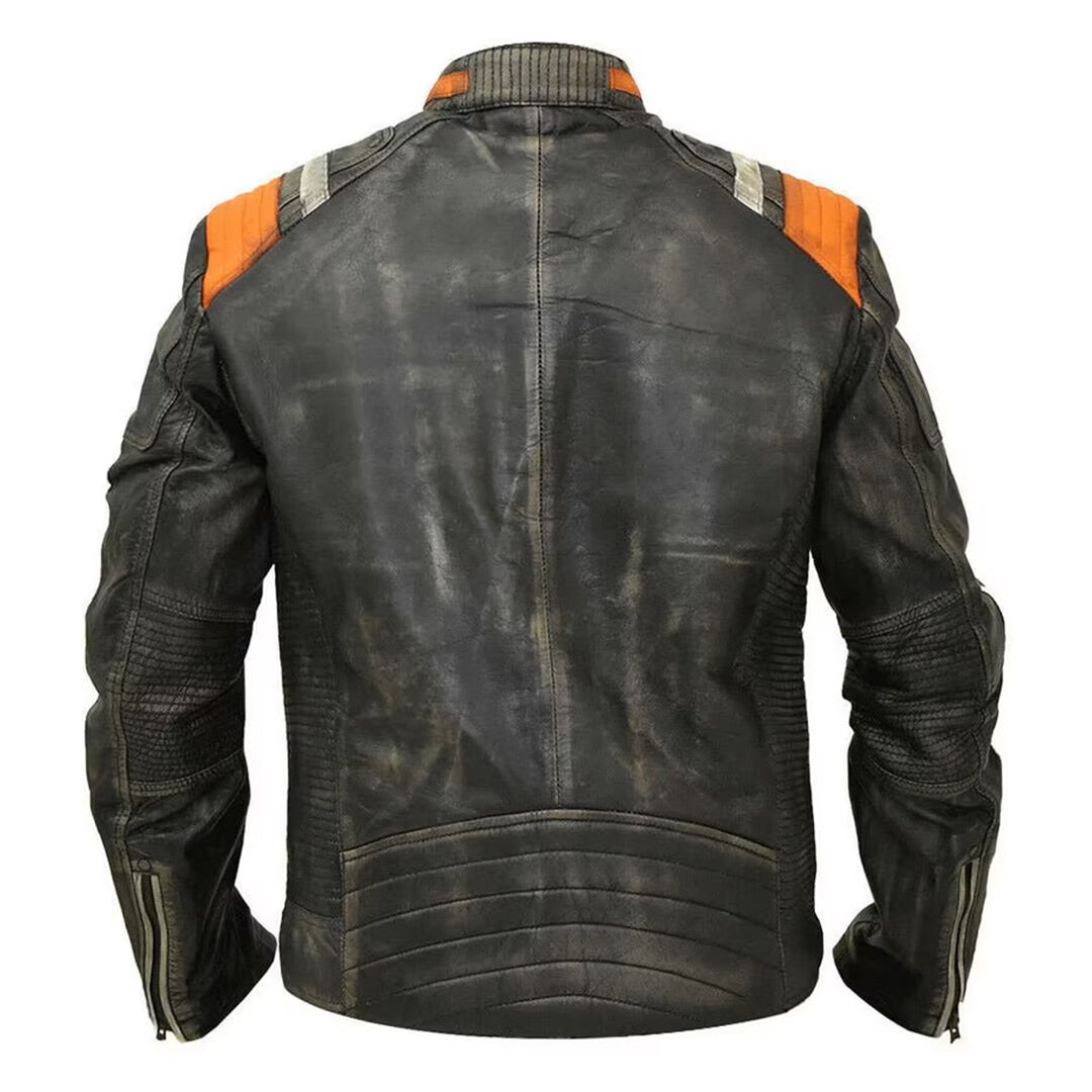 Men's Retro 3  Real Leather Jacket Handmade