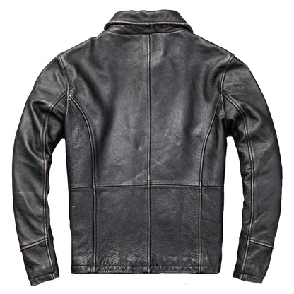 Mens Motorcycle Vintage Distressed Antique Black Leather Jacket for Men