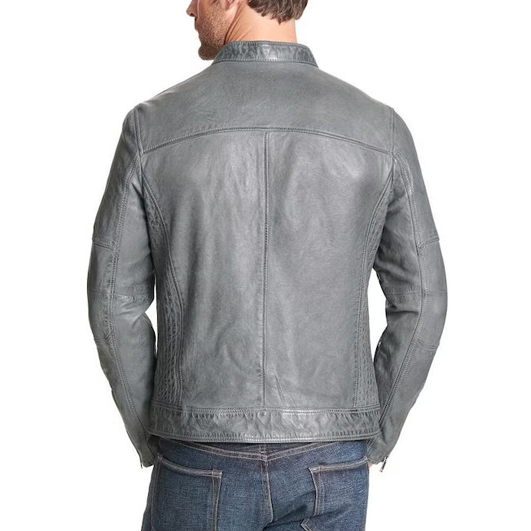 Premium Lamb Leather Men leather jacket | YKK Zipper | Grey