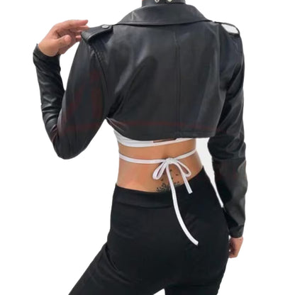 Women's Leather Cropped Jacket