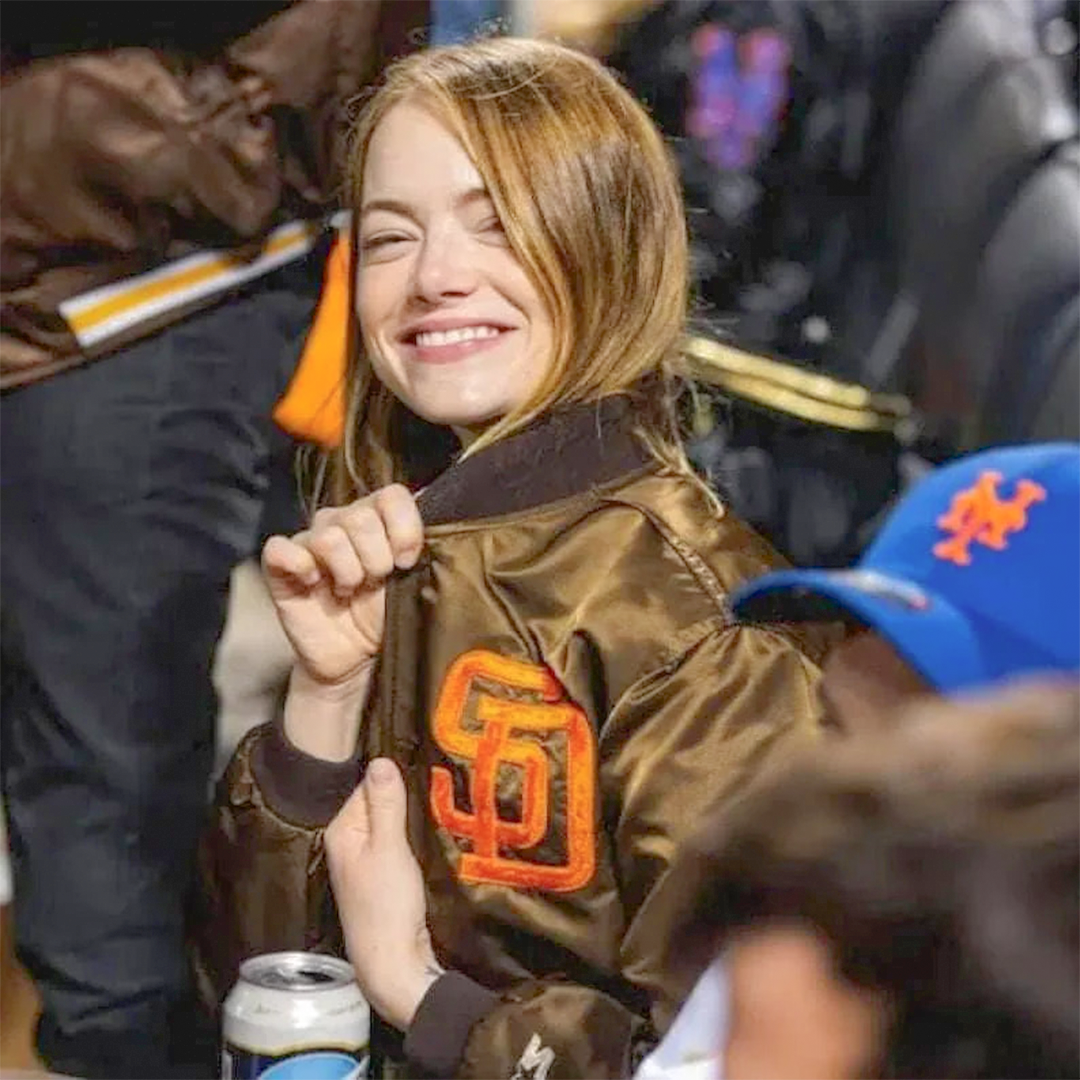 San Diego Padres Emma Stone Brown Satin Jacket