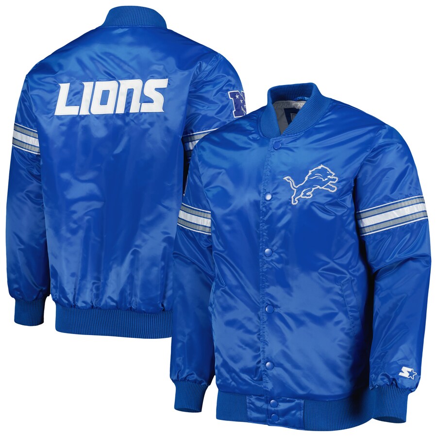 80s Las Vegas Raiders Blue Satin Bomber Jacket Full Snap Varsity Letterman NFL