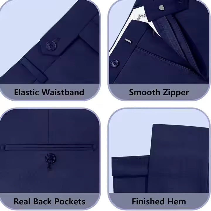 Men’s 3-Piece Suit – Premium Cotton Blend –  Two-Button Formal Suits