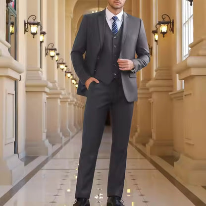 Men’s 3-Piece Suit – Premium Cotton Blend –  Two-Button Formal Suits
