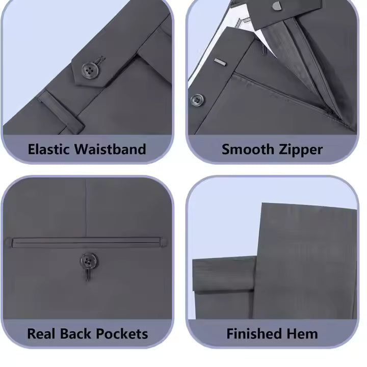 Men’s 3-Piece Suit – Premium Cotton Blend –  Two-Button Formal Suits