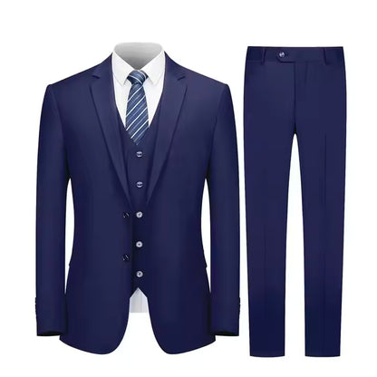 Men’s 3-Piece Suit – Premium Cotton Blend –  Two-Button Formal Suits