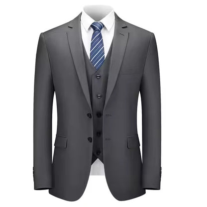 Men’s 3-Piece Suit – Premium Cotton Blend –  Two-Button Formal Suits
