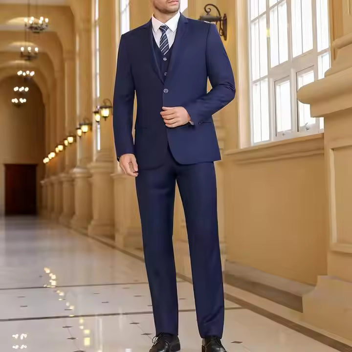 Men’s 3-Piece Suit – Premium Cotton Blend –  Two-Button Formal Suits