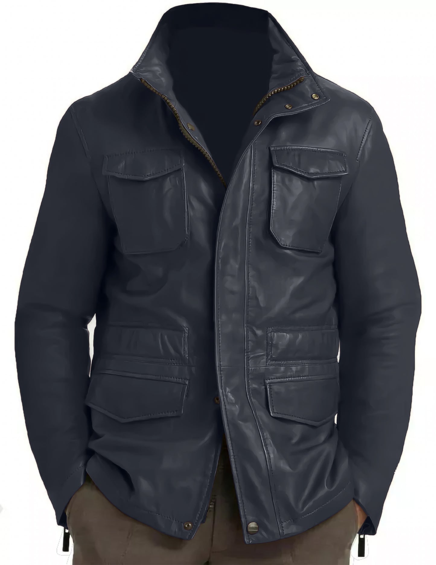 Genuine Lambskin Leather Real Leather Jacket Field Brown Leather Jacket Coat